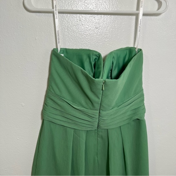 David’s Bridal Crinkle Chiffon Dress w/ Front Cascade Clover Green 10 - Picture 9 of 11